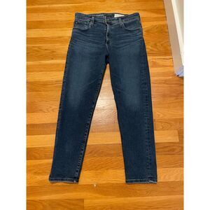 AG Adriano Goldschmied Stevie Ankle Jeans 30P High Rise‎ Dark Wash Slim Straight